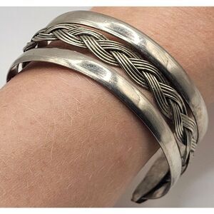 Beautiful vintage sterling Silver 925 Weave Cuff bracelet 2.25in 28g